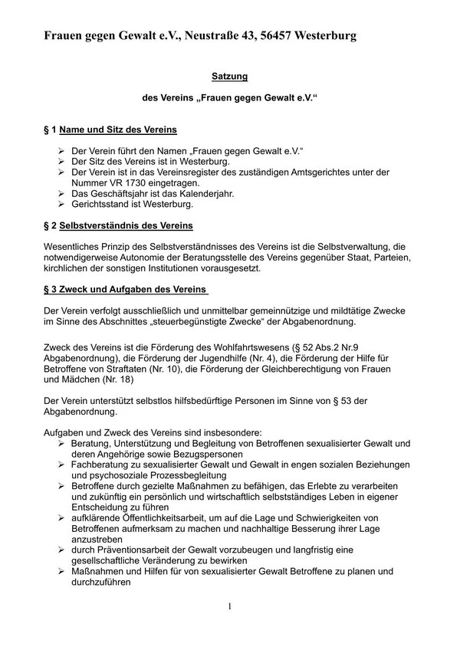 Satzung des Vereins