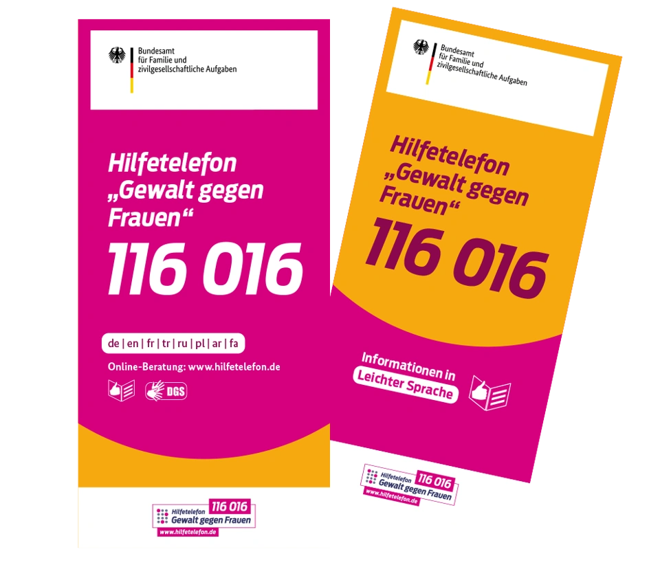 Titelseite des Flyers zum Hilfetelefon Titelseite des Flyers zum Hilfetelefon