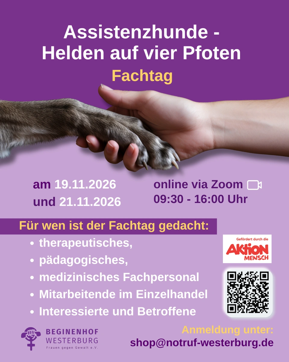 Flyer Online-Fachtag Assistenzhunde Flyer Online-Fachtag Assistenzhunde